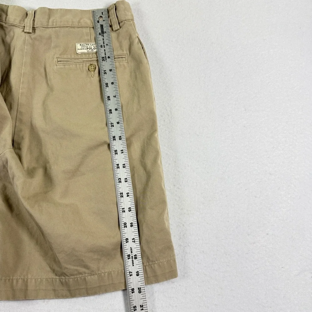 Vintage Polo Ralph Lauren Tyler Shorts Mens 30 Double Pleated Khaki Chino Tan